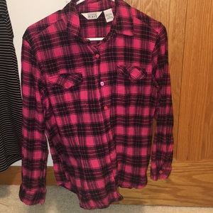 Pink and black checkered flannel